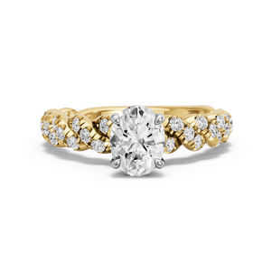 Image for Oval Hidden Halo Ring with Twist Pave band in 14K Two Tone Yellow Gold