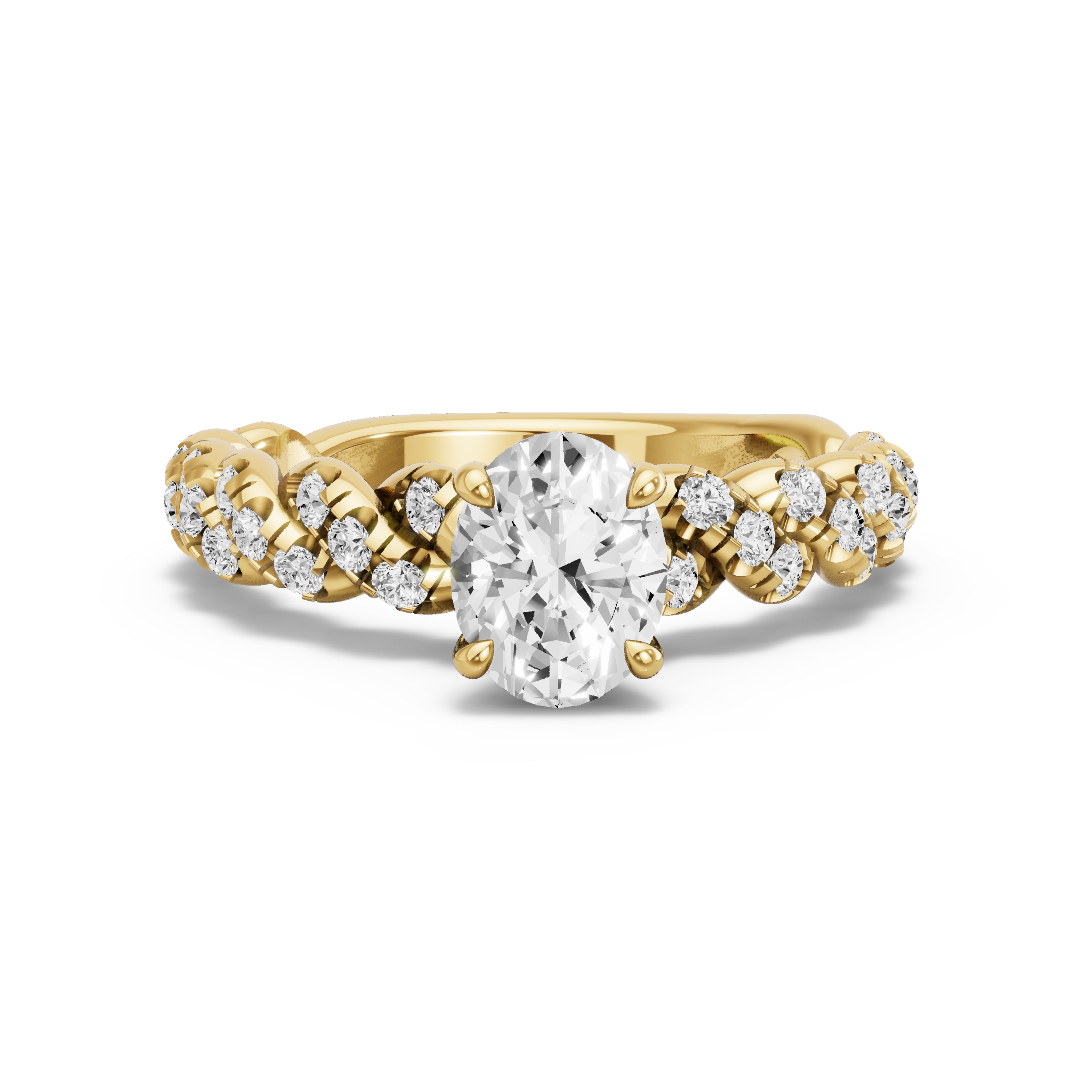 Image for Oval Hidden Halo Ring with Twist Pave band