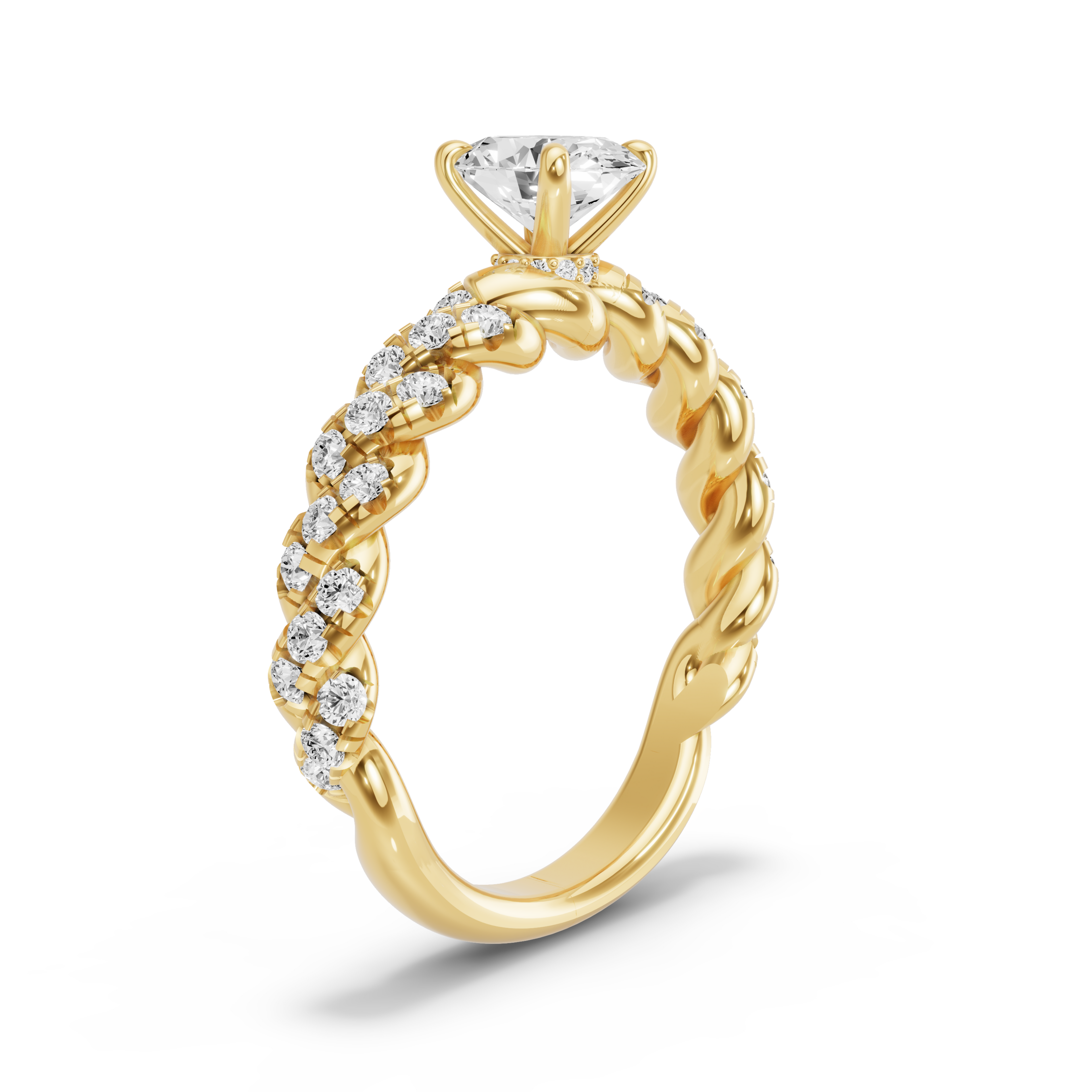 Image for Oval Hidden Halo Ring with Twist Pave band
