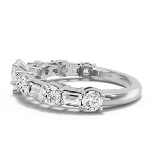 Image for Pear Hidden Halo Ring with Alternating Baguette band