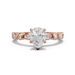 Image for Pear Hidden Halo Ring with Alternating Marquise band in 18K Rose Gold