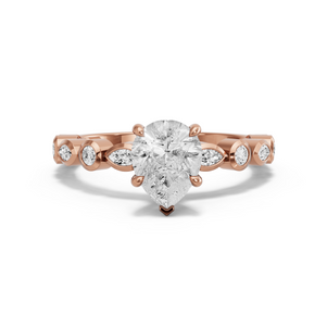 Image for Pear Hidden Halo Ring with Alternating Marquise band