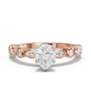 Image for Pear Hidden Halo Ring with Alternating Marquise band