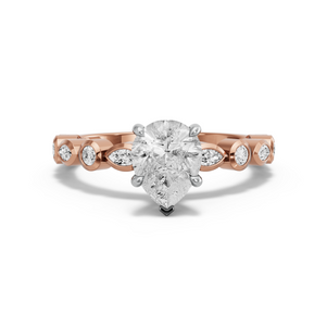 Image for Pear Hidden Halo Ring with Alternating Marquise band
