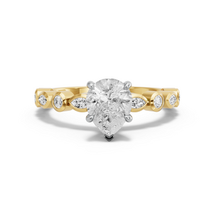 Image for Pear Hidden Halo Ring with Alternating Marquise band
