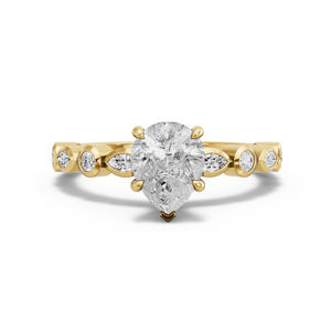 Image for Pear Hidden Halo Ring with Alternating Marquise band in 18K Yellow Gold