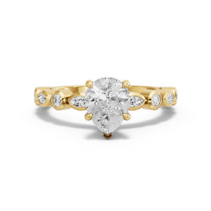 Image for Pear Hidden Halo Ring with Alternating Marquise band