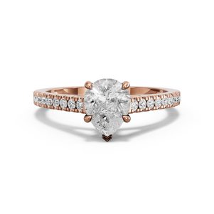 Image for Pear Hidden Halo Ring with Cathedral Pave band