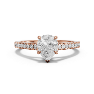 Image for Pear Hidden Halo Ring with Cathedral Pave band in 18K Rose Gold