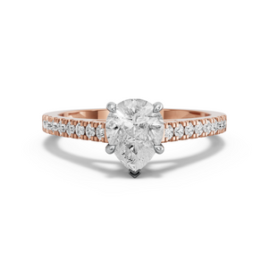 Image for Pear Hidden Halo Ring with Cathedral Pave band