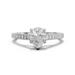 Image for Pear Hidden Halo Ring with Cathedral Pave band in 18K White Gold