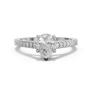 Image for Pear Hidden Halo Ring with Cathedral Pave band