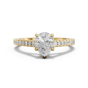 Image for Pear Hidden Halo Ring with Cathedral Pave band in 14K Yellow Gold