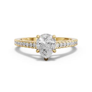 Image for Pear Hidden Halo Ring with Cathedral Pave band