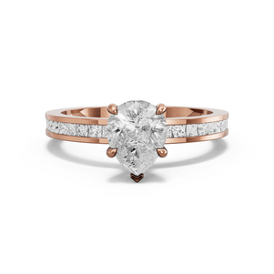 Image for Pear Hidden Halo Ring with Channel band
