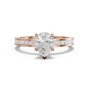 Image for Pear Hidden Halo Ring with Channel band in 14K Rose Gold