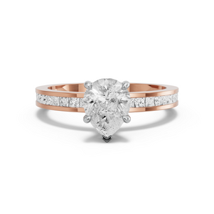 Image for Pear Hidden Halo Ring with Channel band