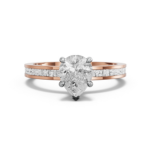 Image for Pear Hidden Halo Ring with Channel band in 14K Two Tone Rose Gold