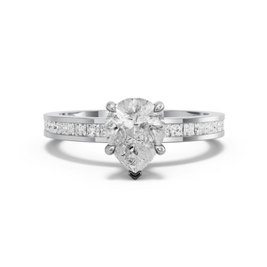 Image for Pear Hidden Halo Ring with Channel band in 950 Platinum