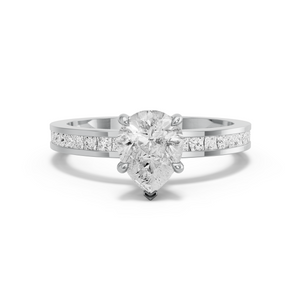 Image for Pear Hidden Halo Ring with Channel band