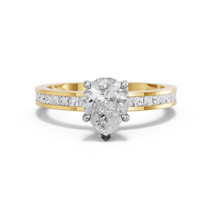 Image for Pear Hidden Halo Ring with Channel band
