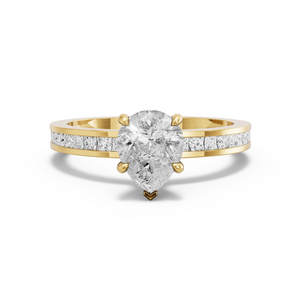 Image for Pear Hidden Halo Ring with Channel band