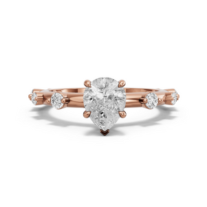 Image for Pear Hidden Halo Ring with Floating Station band in 14K Rose Gold