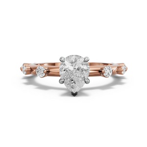 Image for Pear Hidden Halo Ring with Floating Station band in 14K Two Tone Rose Gold
