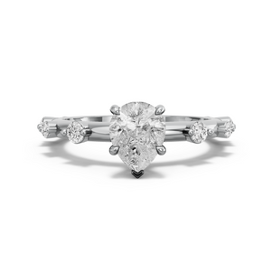 Image for Pear Hidden Halo Ring with Floating Station band in 950 Platinum