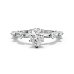 Image for Pear Hidden Halo Ring with Floating Station band