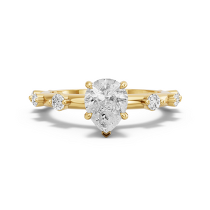 Image for Pear Hidden Halo Ring with Floating Station band in 14K Yellow Gold