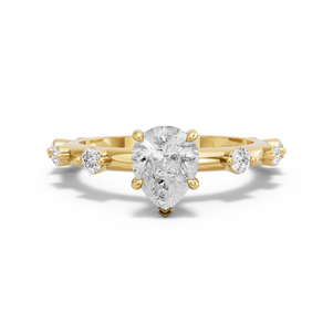 Image for Pear Hidden Halo Ring with Floating Station band
