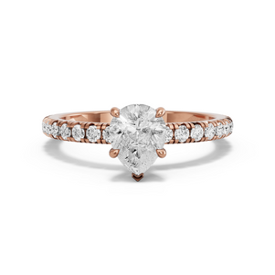 Image for Pear Hidden Halo Ring with French Pave band