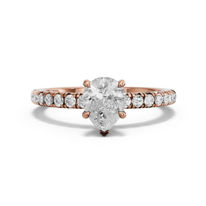 Image for Pear Hidden Halo Ring with French Pave band in 18K Rose Gold