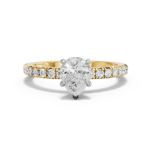 Image for Pear Hidden Halo Ring with French Pave band