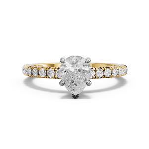 Image for Pear Hidden Halo Ring with French Pave band in 18K Two Tone Yellow Gold