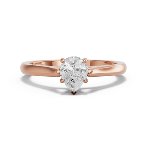 Image for Pear Hidden Halo Ring with Knife Edge Cathedral band in 18K Rose Gold