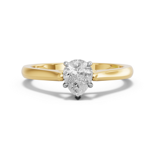 Image for Pear Hidden Halo Ring with Knife Edge Cathedral band in 14K Two Tone Yellow Gold