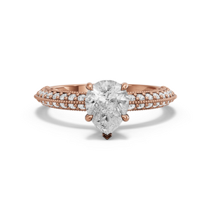 Image for Pear Hidden Halo Ring with Knife Edge Pave band
