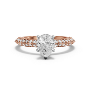 Image for Pear Hidden Halo Ring with Knife Edge Pave band