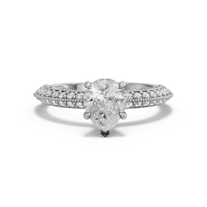 Image for Pear Hidden Halo Ring with Knife Edge Pave band