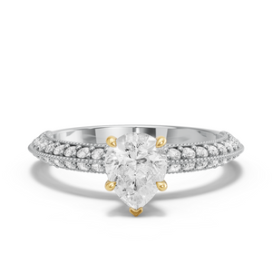Image for Pear Hidden Halo Ring with Knife Edge Pave band