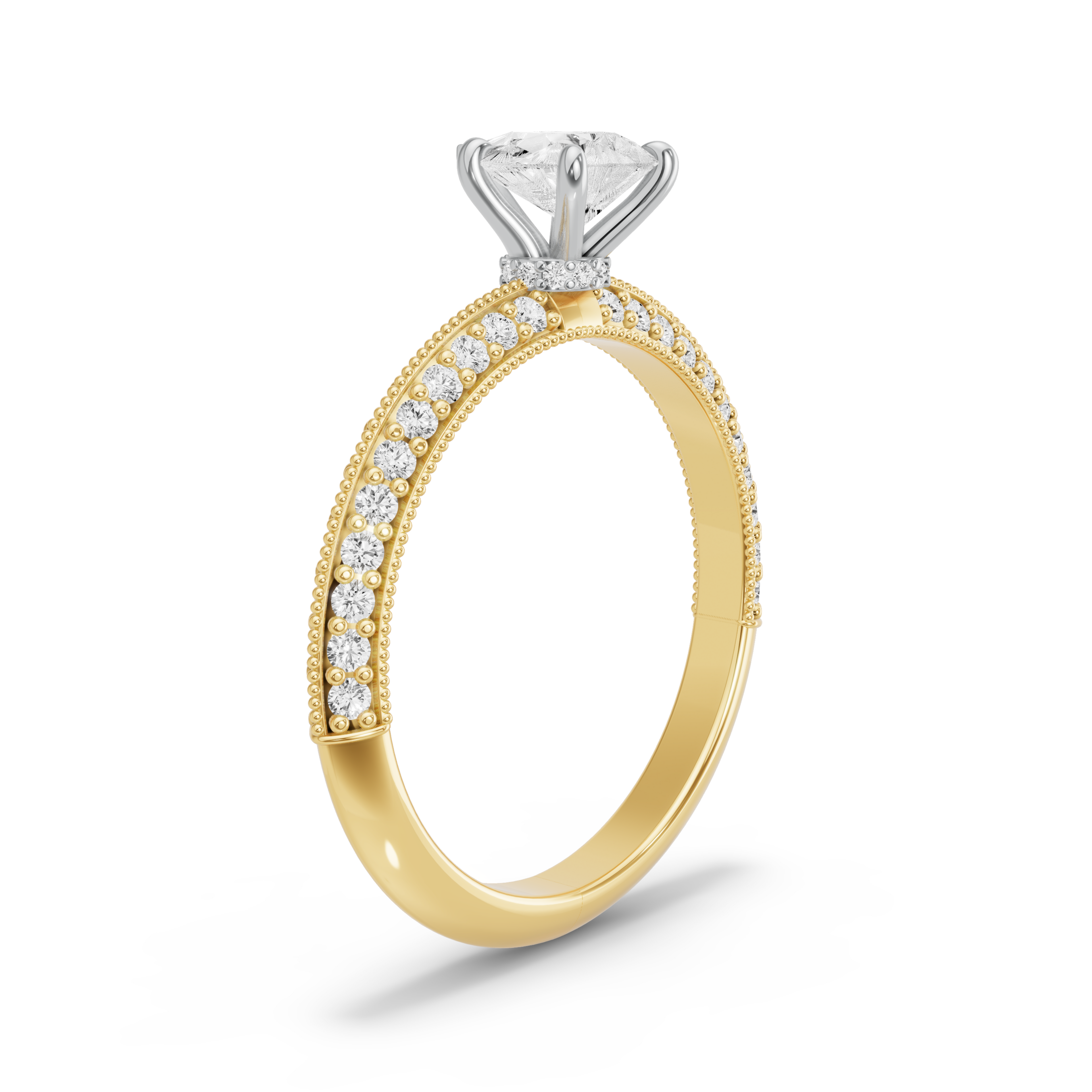 Image for Pear Hidden Halo Ring with Knife Edge Pave band