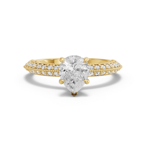 Image for Pear Hidden Halo Ring with Knife Edge Pave band