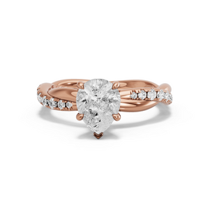 Image for Pear Hidden Halo Ring with Rope Pave band