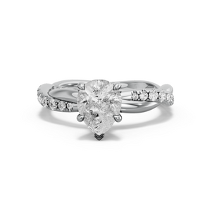 Image for Pear Hidden Halo Ring with Rope Pave band