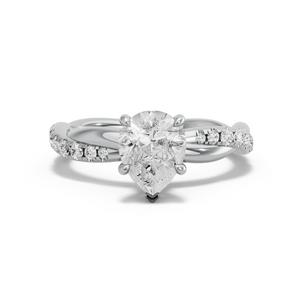 Image for Pear Hidden Halo Ring with Rope Pave band in 950 Platinum