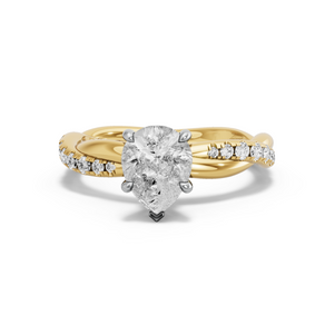 Image for Pear Hidden Halo Ring with Rope Pave band