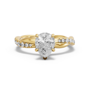 Image for Pear Hidden Halo Ring with Rope Pave band in 14K Yellow Gold