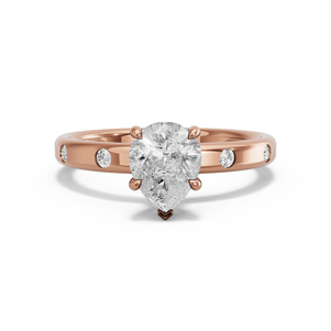 Image for Pear Hidden Halo Ring with Sleek Accent band